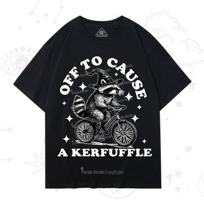 Purplehecate Off to Cause a Kerfuffle Raccoon T-Shirt