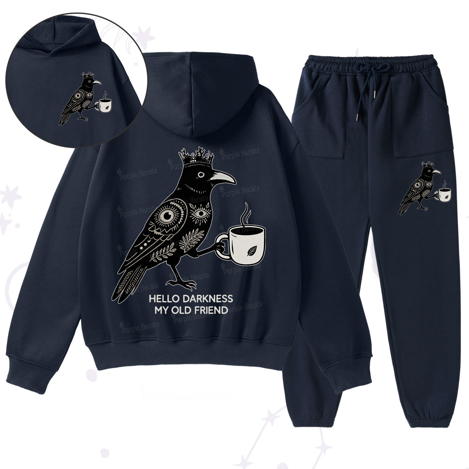 Purplehecate Hello Darkness My Old Friend Fleece Hoodie Suit