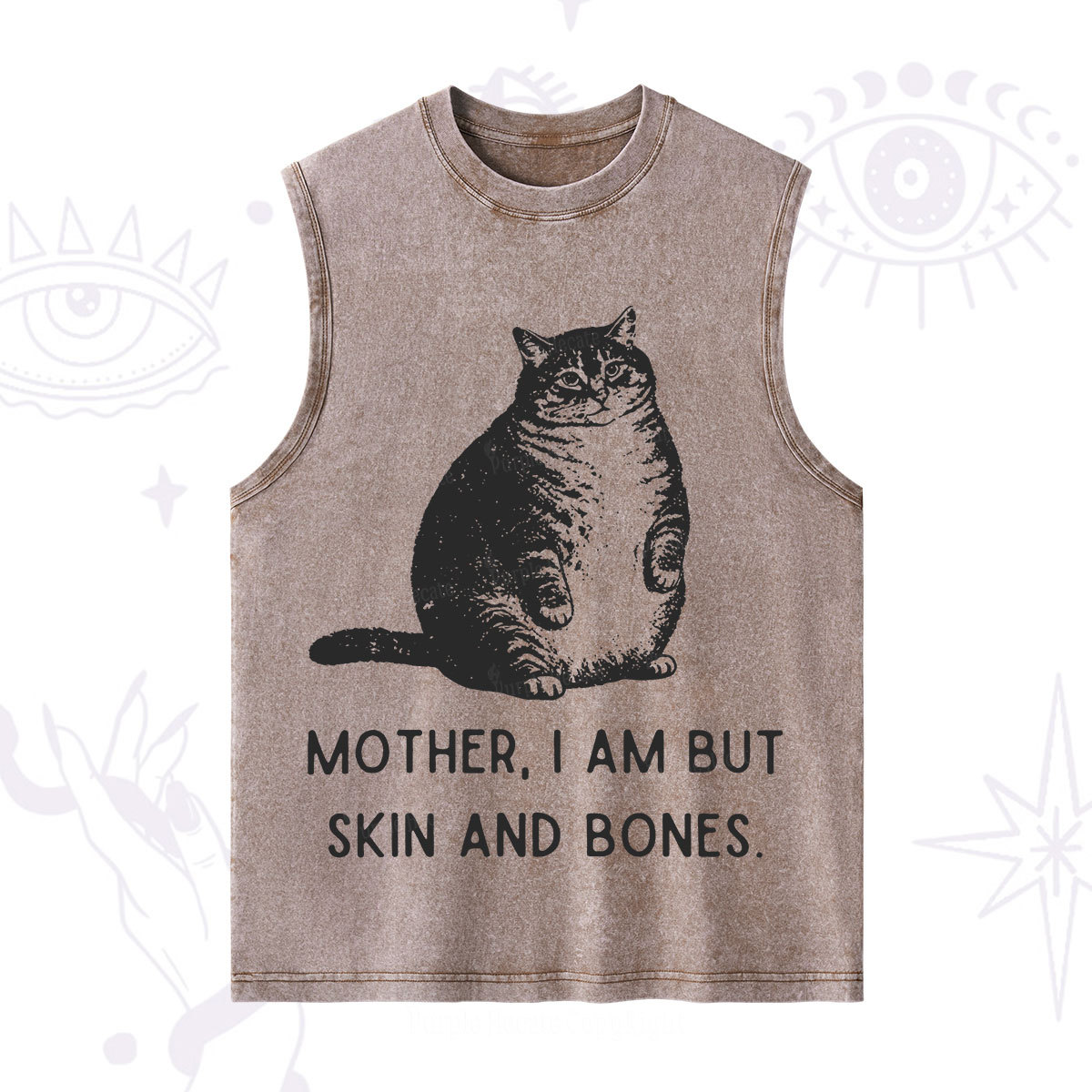 Purplehecate Cat Mother I Am But Skin And Bones Washed Tank
