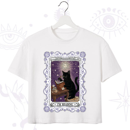 Purplehecate The Reading Cat Tarot Crop T-Shirt