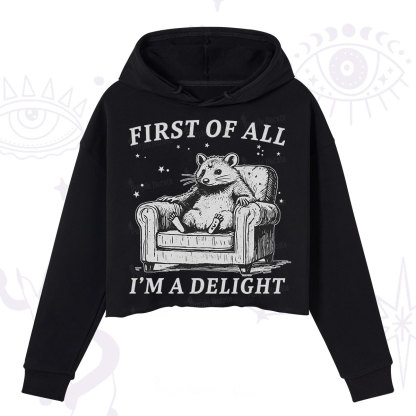 Purplehecate First Of All I'm A Delight Opossum Crop Hoodie