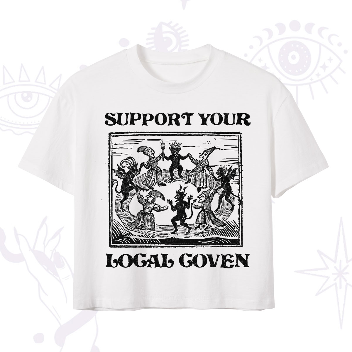 Purplehecate Support Your Local Coven Crop T-Shirt