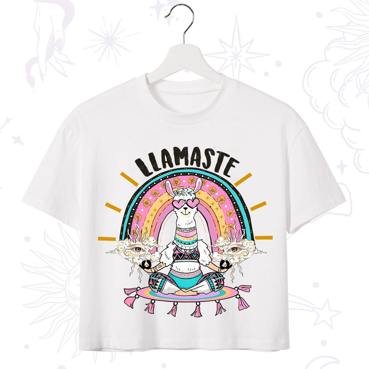 Purplehecate Llama Meditating Crop T-Shirt