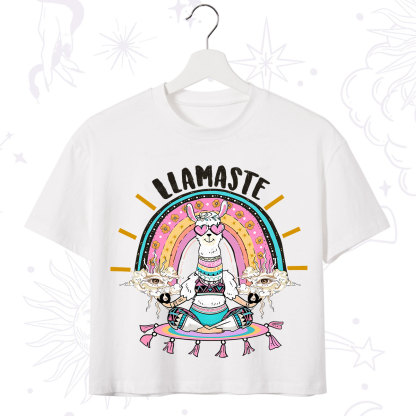 Purplehecate Llama Meditating Crop T-Shirt