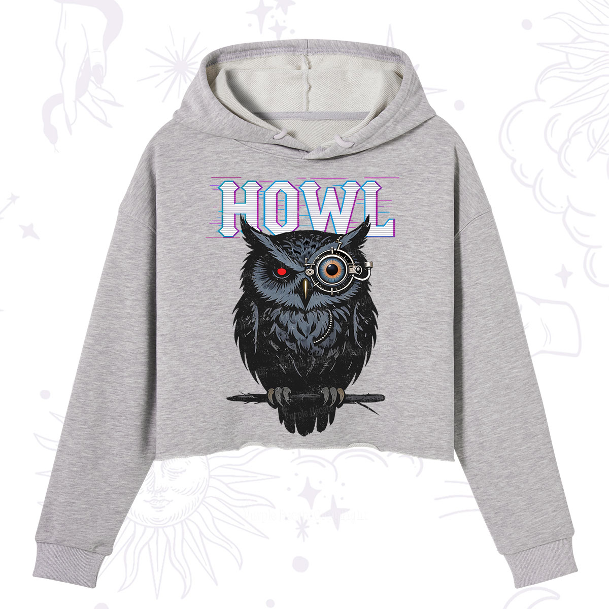 Purplehecate Howl Owl Crop Hoodie