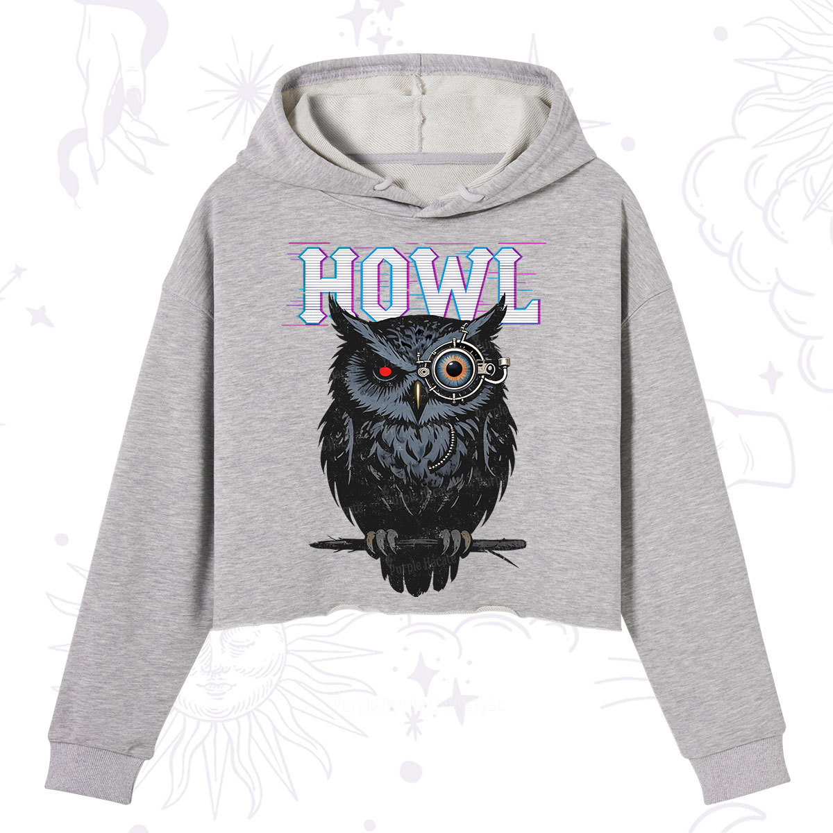 Purplehecate Howl Owl Crop Hoodie