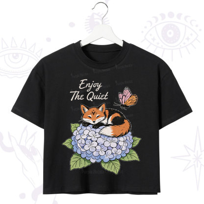 Purplehecate Enjoy The Quiet Fox Crop T-Shirt