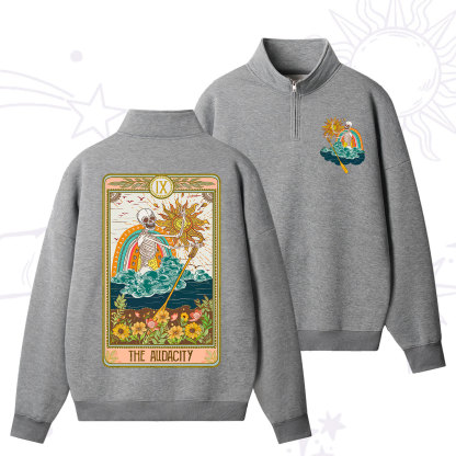 Purplehecate The Audacity Tarot Card Zip Fleece Sweatshirt