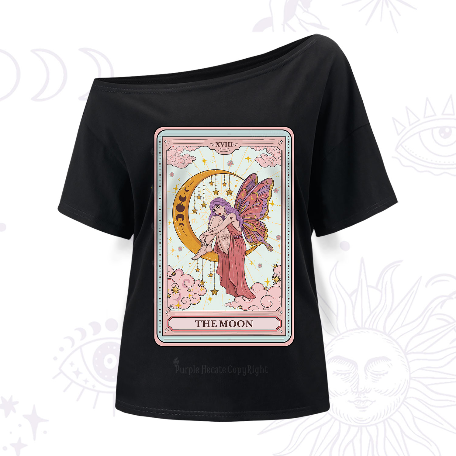 Purplehecate The Moon Tarot One Shoulder T-Shirt