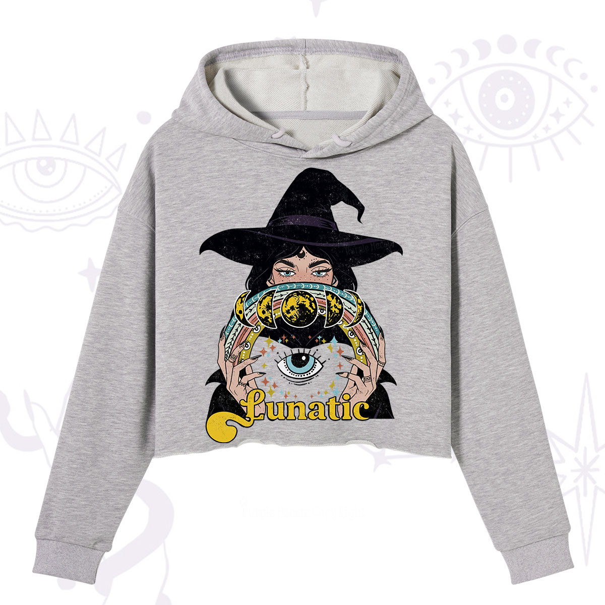 Purplehecate Witch of the Lunatic Moon Phase Crop Hoodie