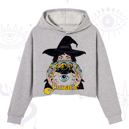 Purplehecate Witch of the Lunatic Moon Phase Crop Hoodie