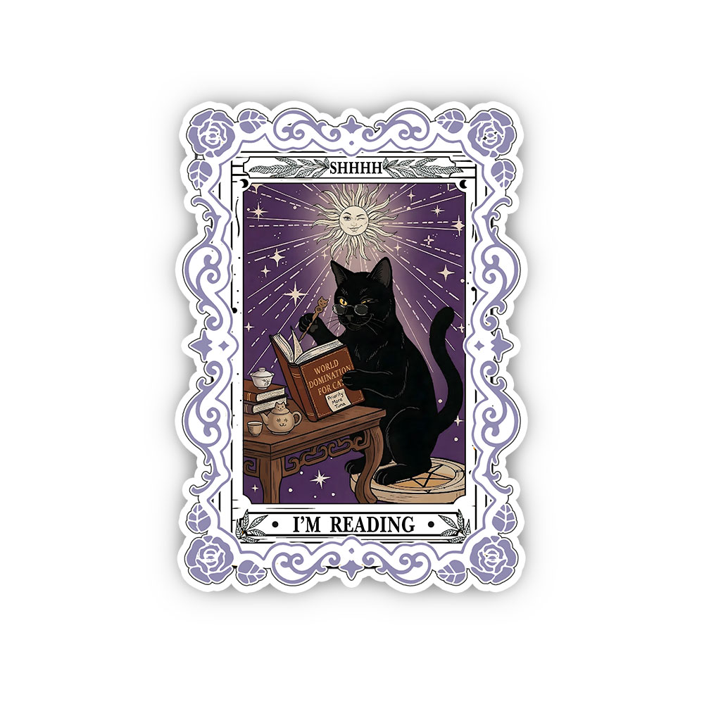 Purplehecate The Reading Cat Tarot Sticker