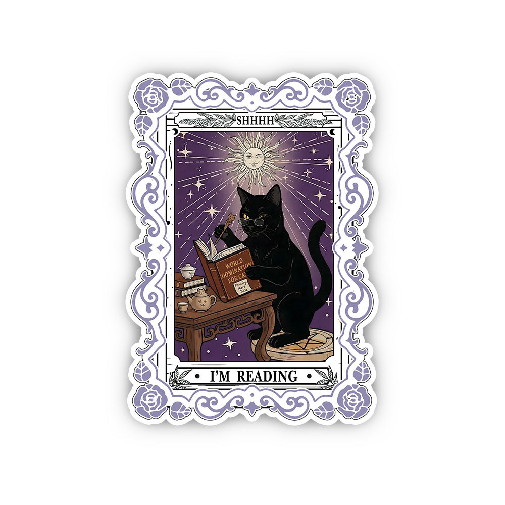 Purplehecate The Reading Cat Tarot Sticker