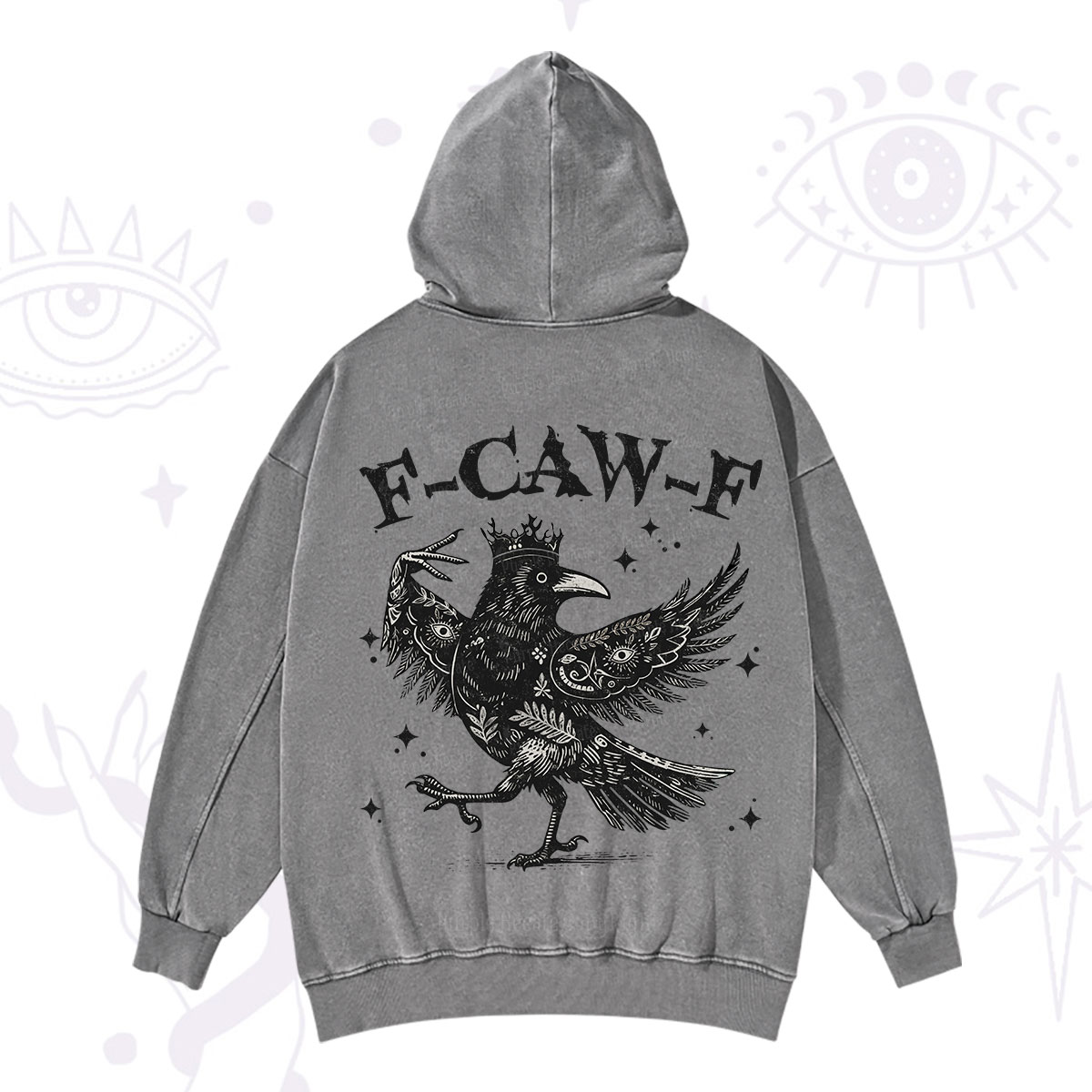 Purplehecate F-caw-f Funny Crow Washed Hoodie