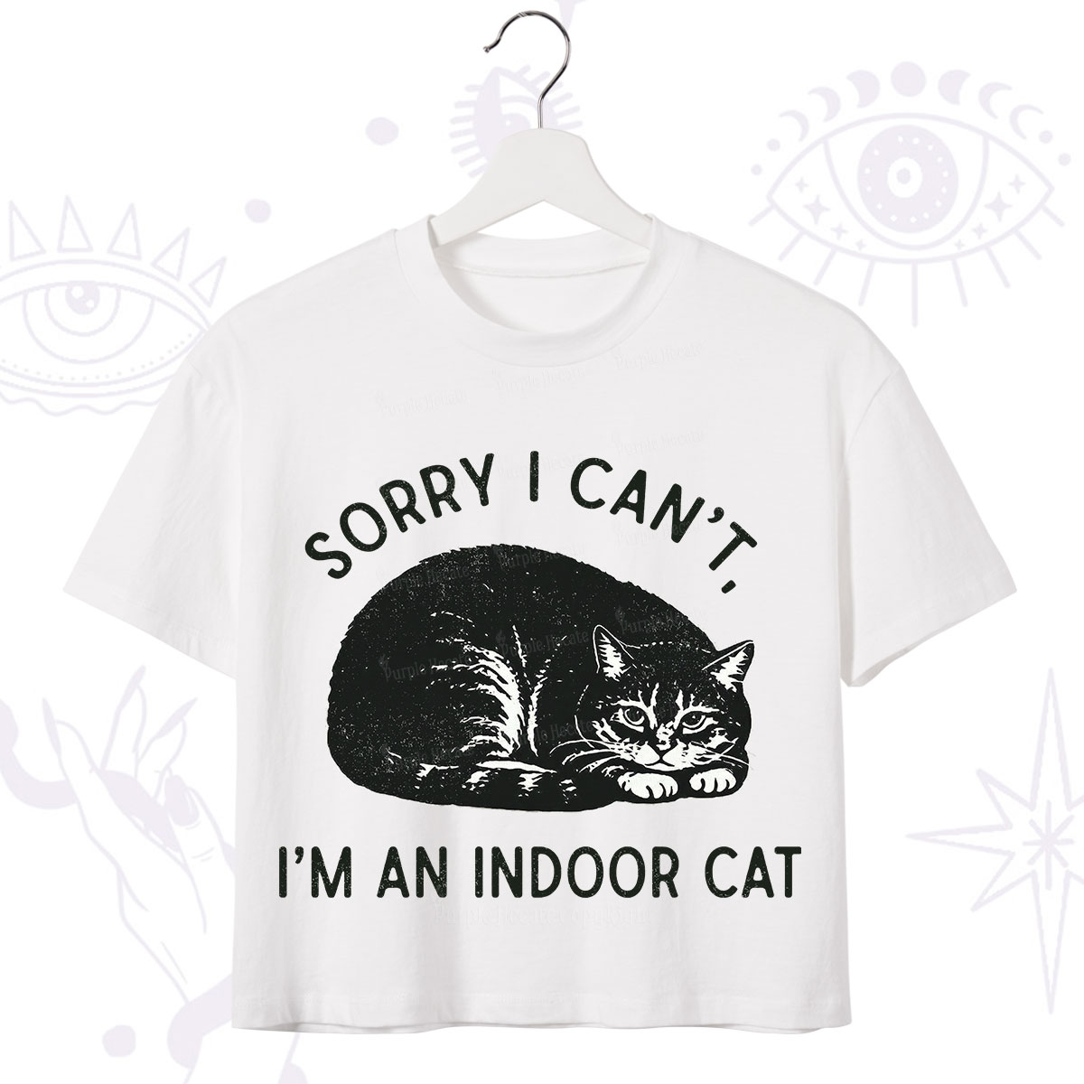 Purplehecate Sorry I Can't I'm an Indoor Cat Crop T-Shirt