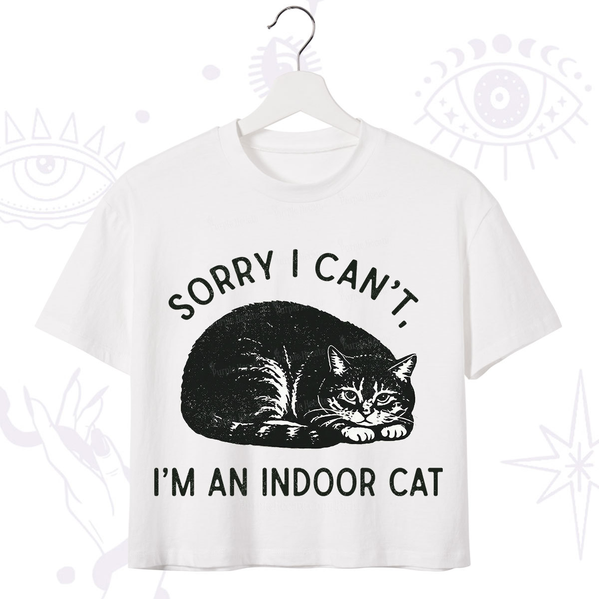 Purplehecate Sorry I Can't I'm an Indoor Cat Crop T-Shirt