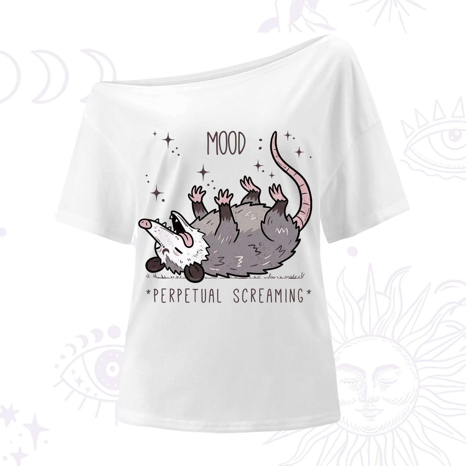 Purplehecate Mood Perpetual Screaming Opossum One Shoulder T-Shirt