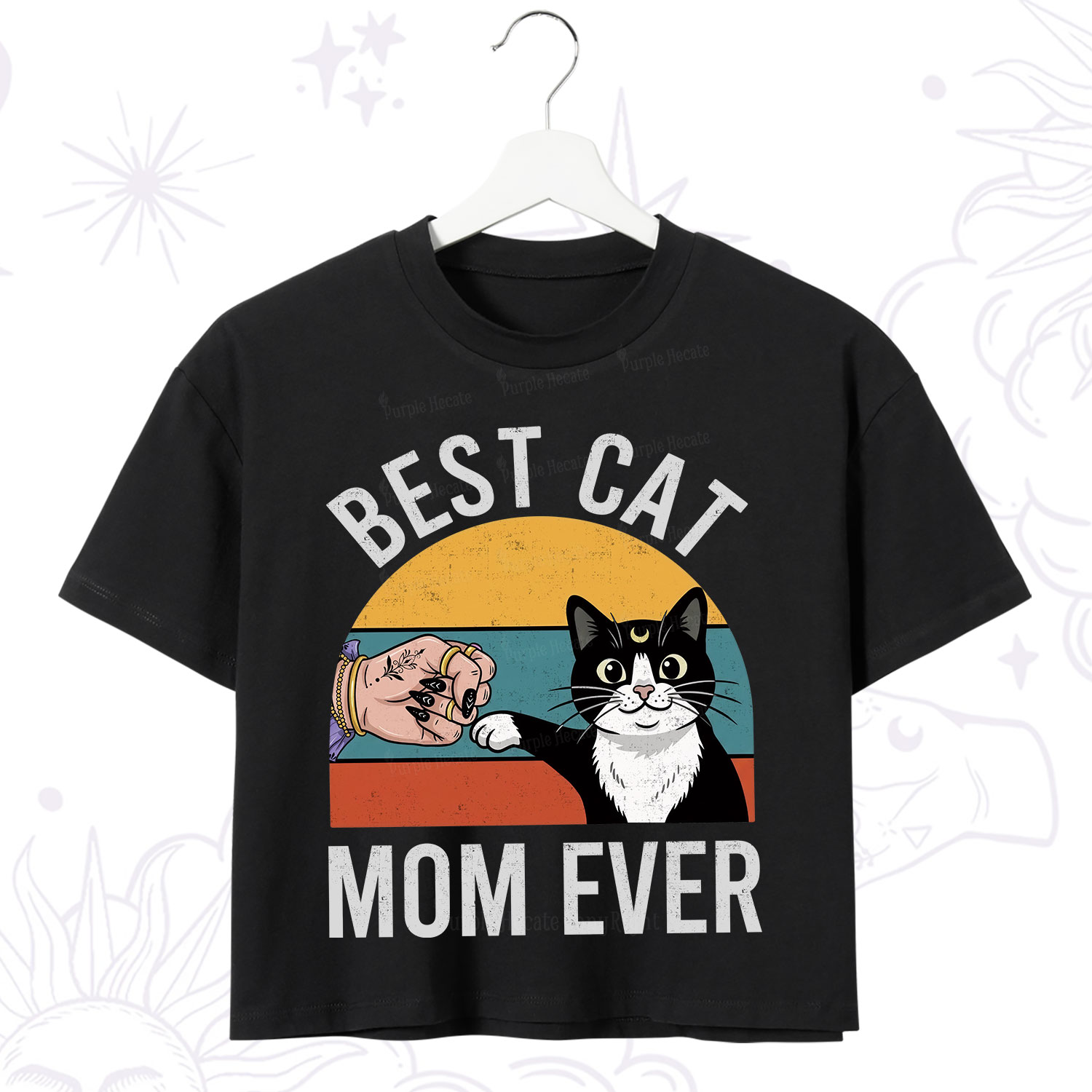 Purplehecate Best Cat Mom Ever Crop T-Shirt
