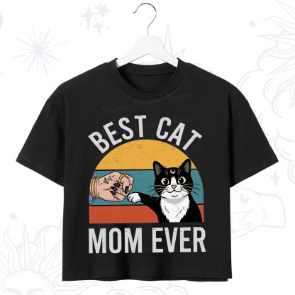 Purplehecate Best Cat Mom Ever Crop T-Shirt