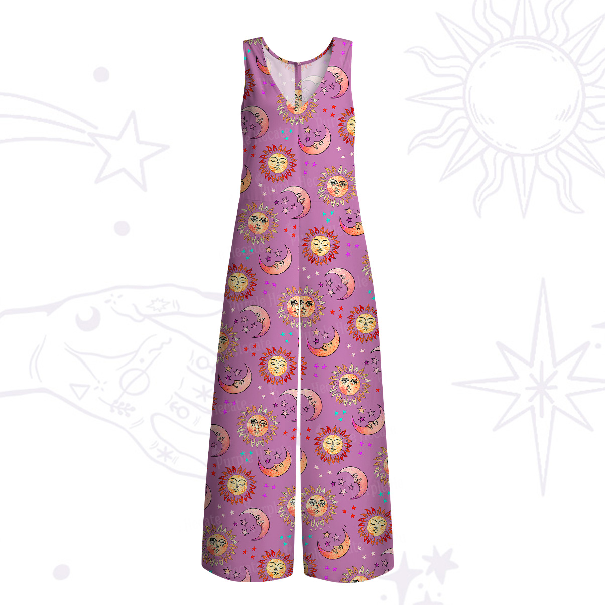 Purplehecate Dancing Suns and Lunar Dreams Wide Leg Jumpsuit