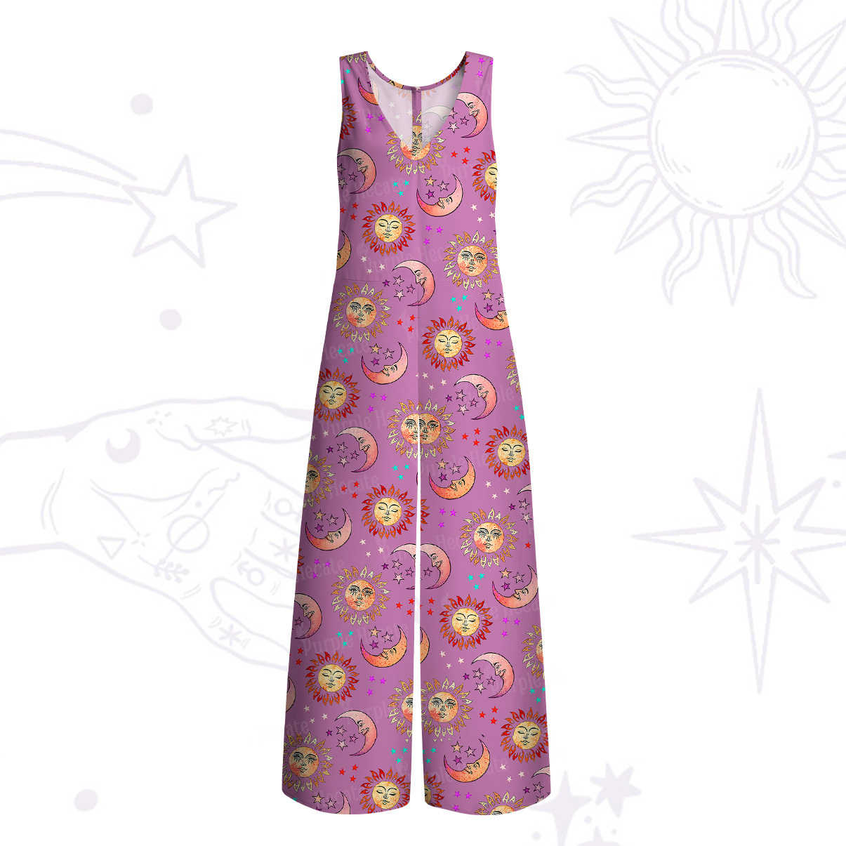 Purplehecate Dancing Suns and Lunar Dreams Wide Leg Jumpsuit