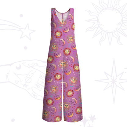 Purplehecate Dancing Suns and Lunar Dreams Wide Leg Jumpsuit