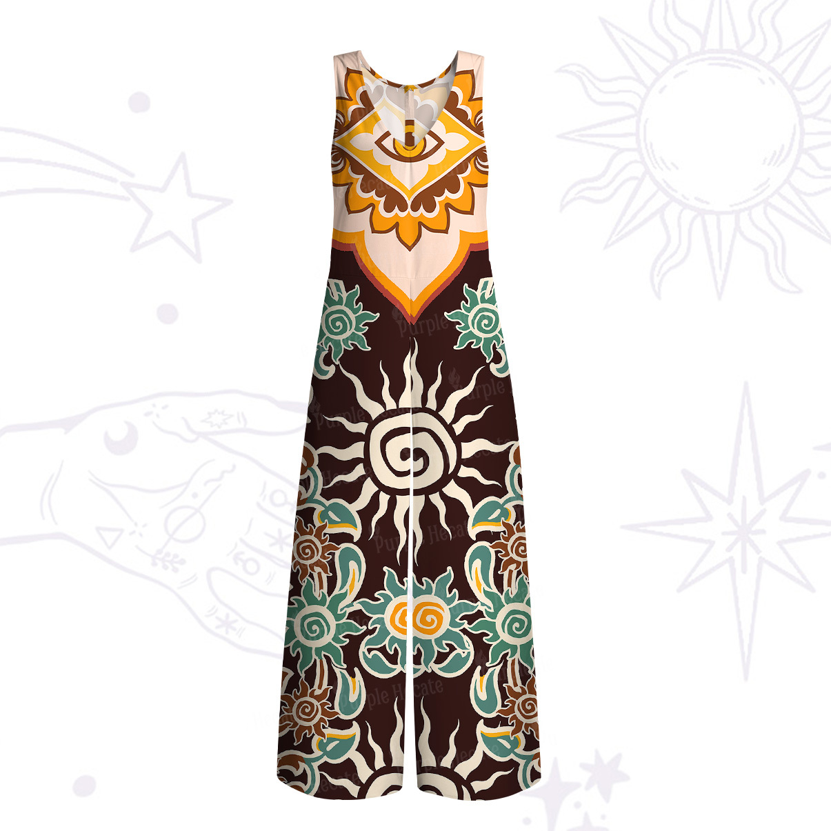 Purplehecate Solar Whispers Witch Wide Leg Jumpsuit