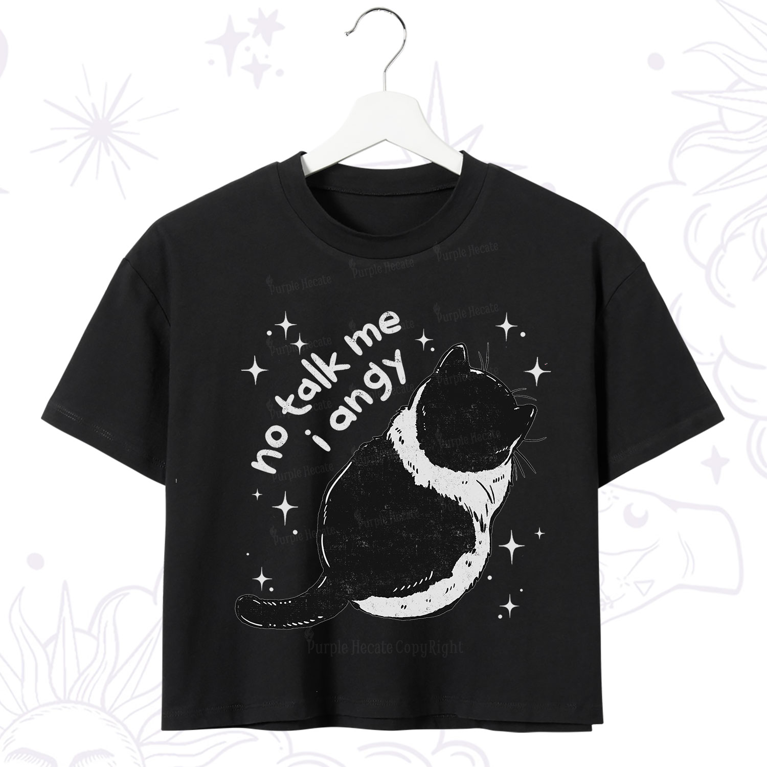 Purplehecate No Talk Me Im Angy Cat Crop T-Shirt