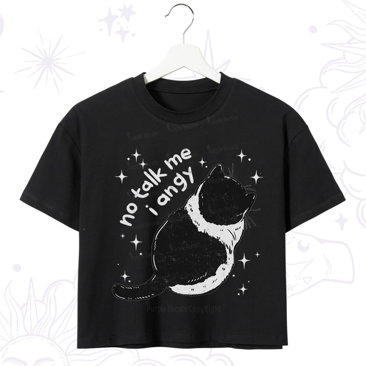 Purplehecate No Talk Me Im Angy Cat Crop T-Shirt