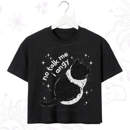 Purplehecate No Talk Me Im Angy Cat Crop T-Shirt