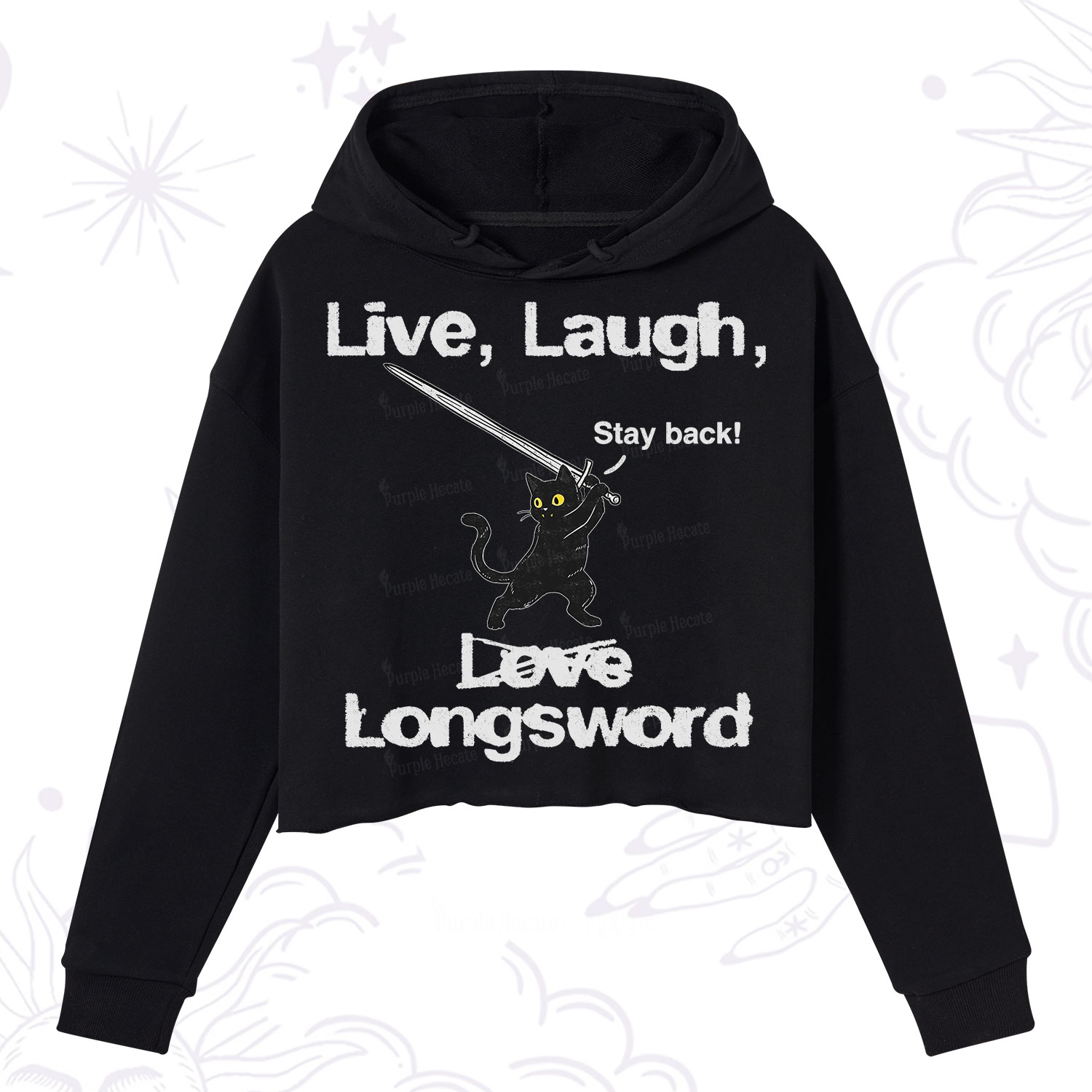 Purplehecate Live Laugh Love Longsword Crop Hoodie