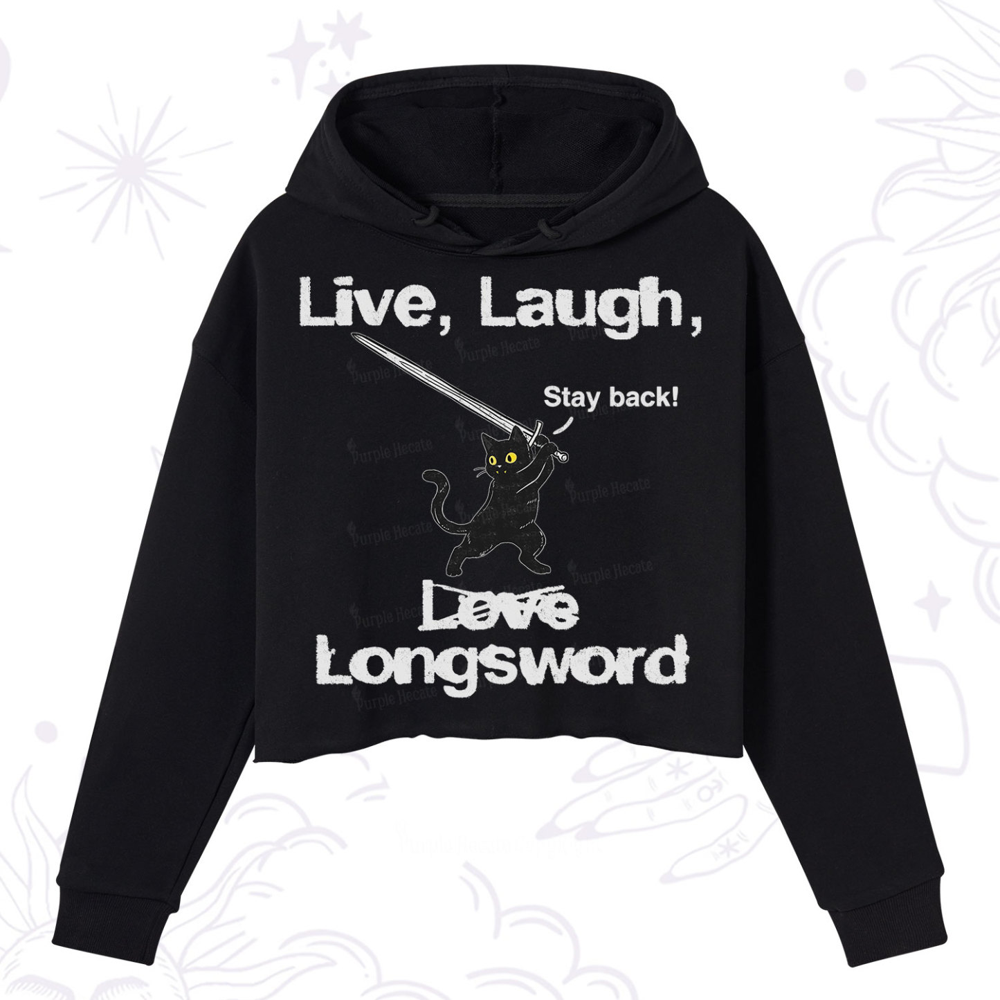 Purplehecate Live Laugh Love Longsword Crop Hoodie