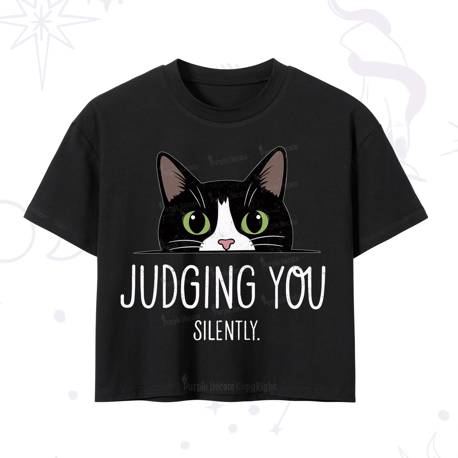 Purplehecate Cute Cat Judging You Silently Crop T-Shirt