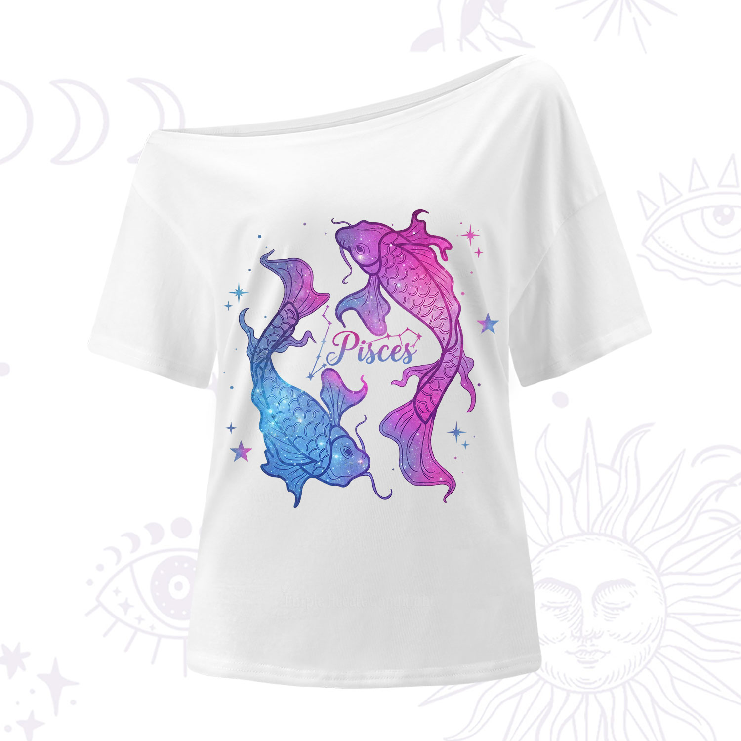 Purplehecate Pisces Zodiac One Shoulder T-Shirt