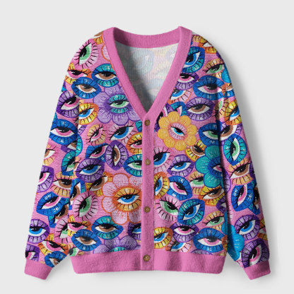 Purplehecate A World of Eyes Ugly Cardigan Sweaters
