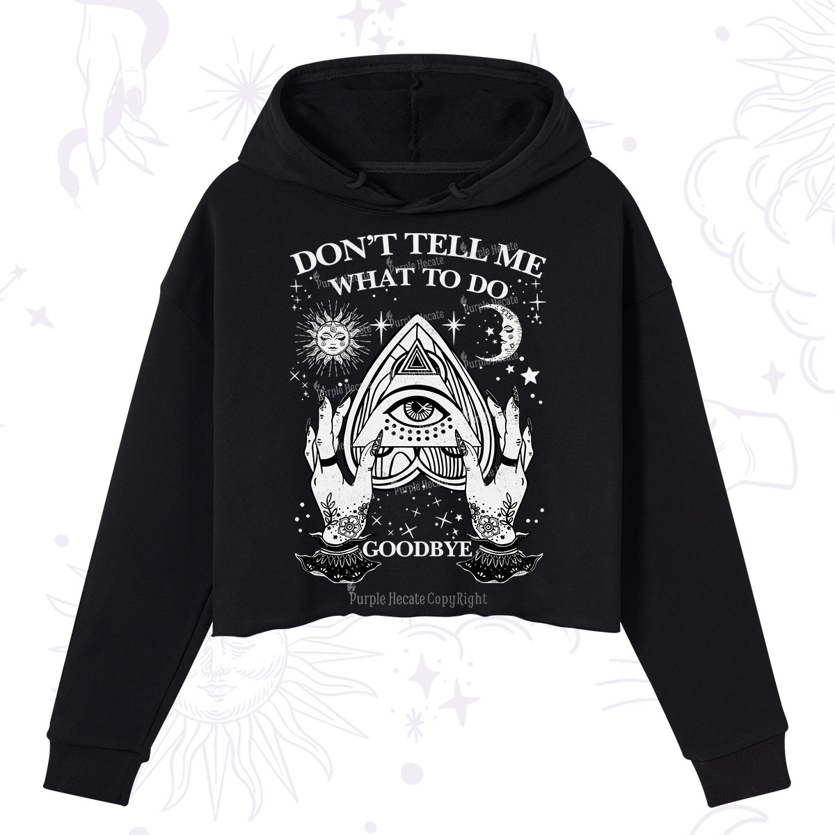 Purplehecate Don't Tell Me What To Do Witch Planchette Eye Crop Hoodie