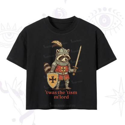 Purplehecate Raccoon Knight 'Twas The Tism M'Lord Crop T-Shirt