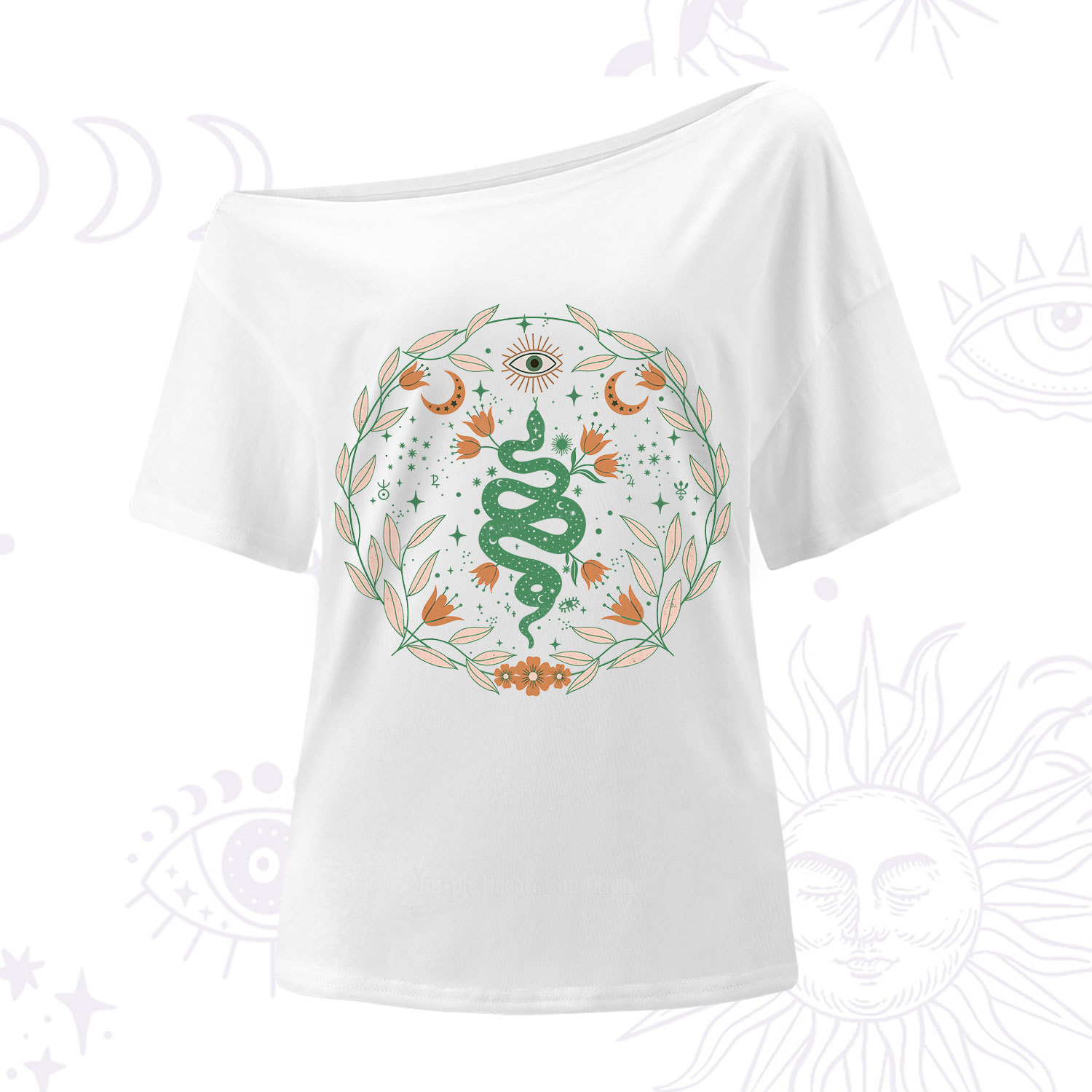 Purplehecate Mystic Serpent One Shoulder T-Shirt