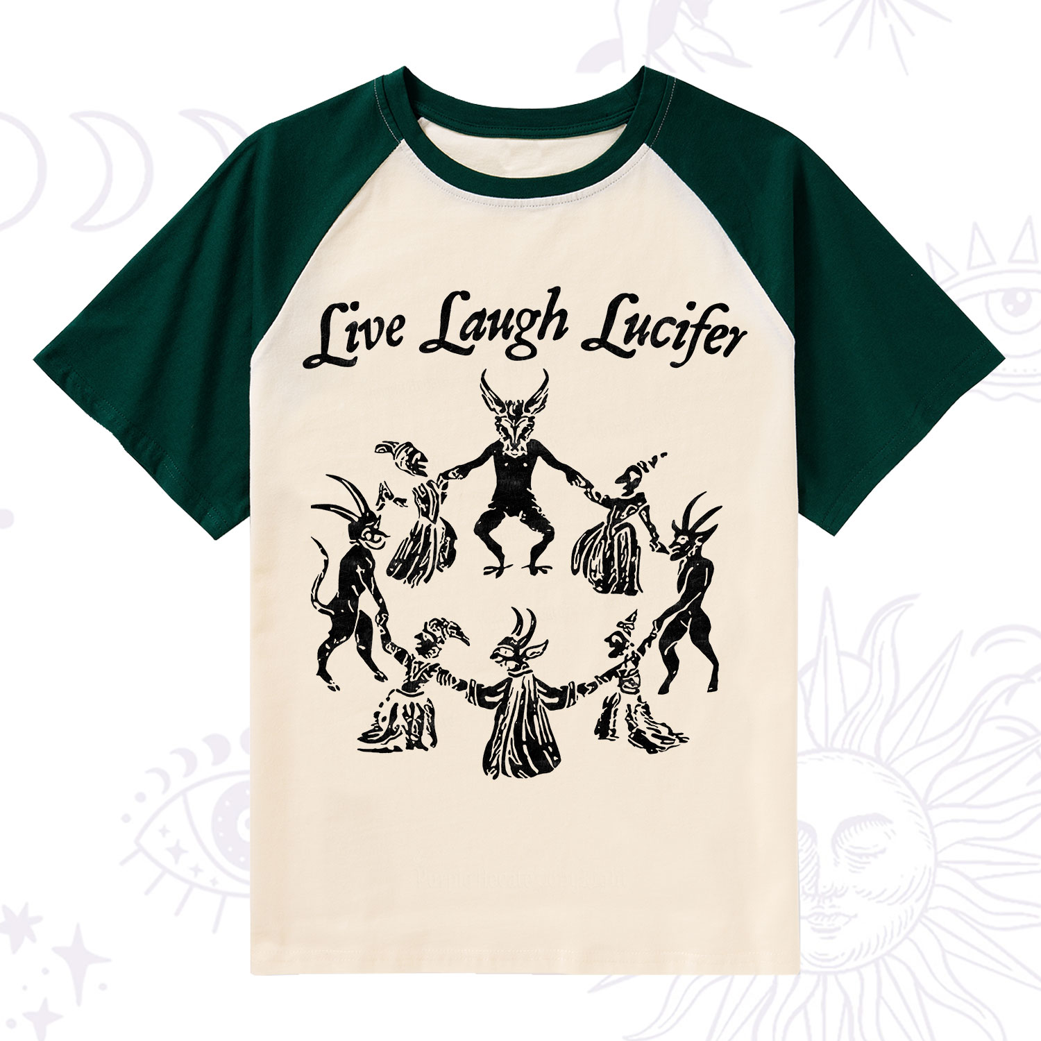 Purplehecate Live Laugh Lucifer Raglan Short Sleeve T‑Shirt