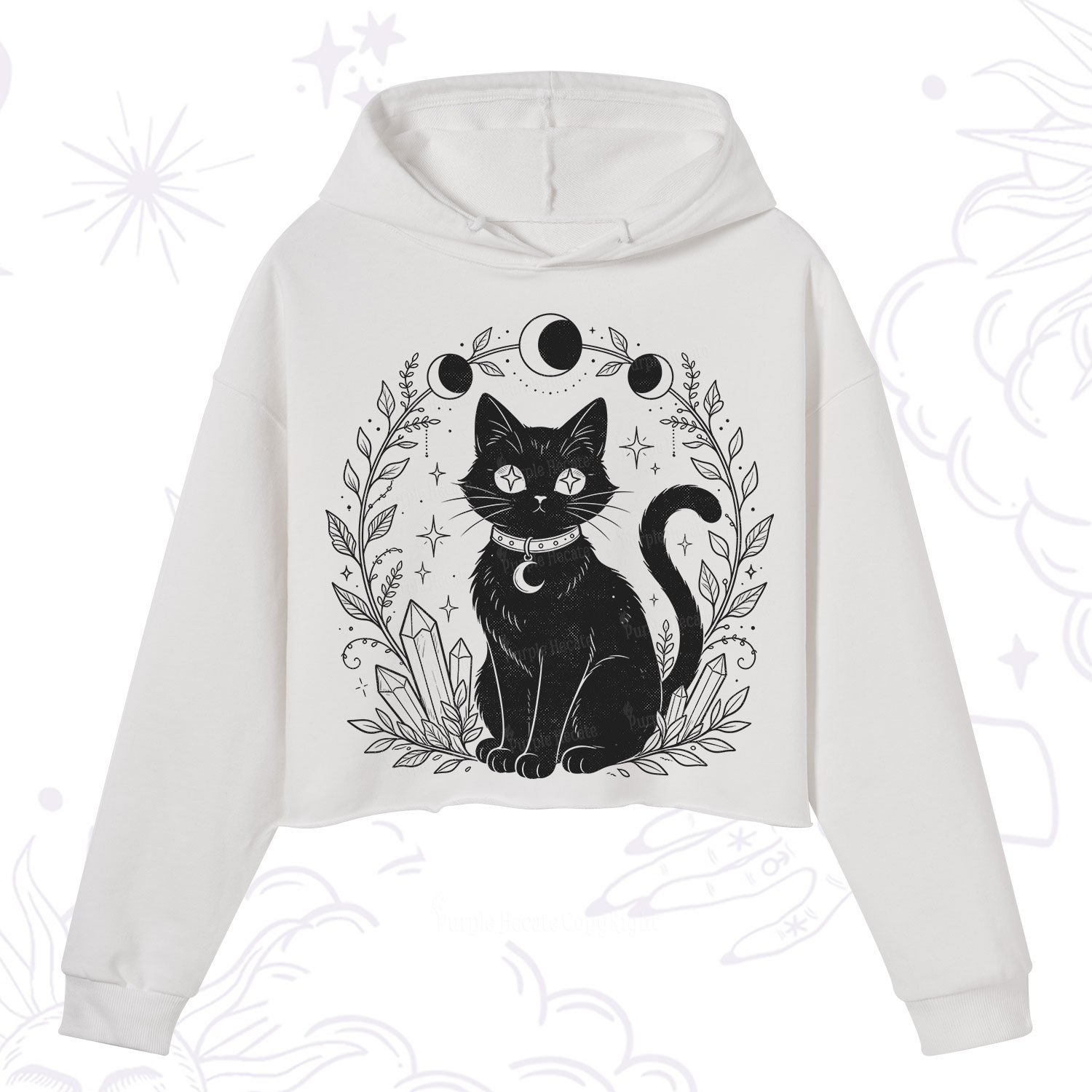 Purplehecate Mystical Cat Crop Hoodie