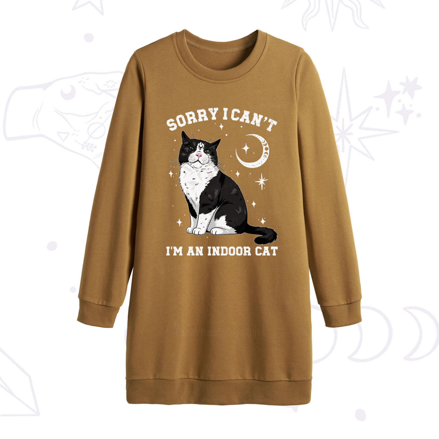 Purplehecate Sorry I Can't Go I'm an Indoor Cat Sweatshirt Dress
