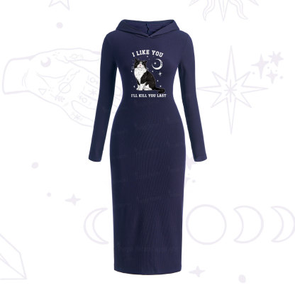 Purplehecate Sorry I Can't Go I'm an Indoor Cat Hooded Knit Dress