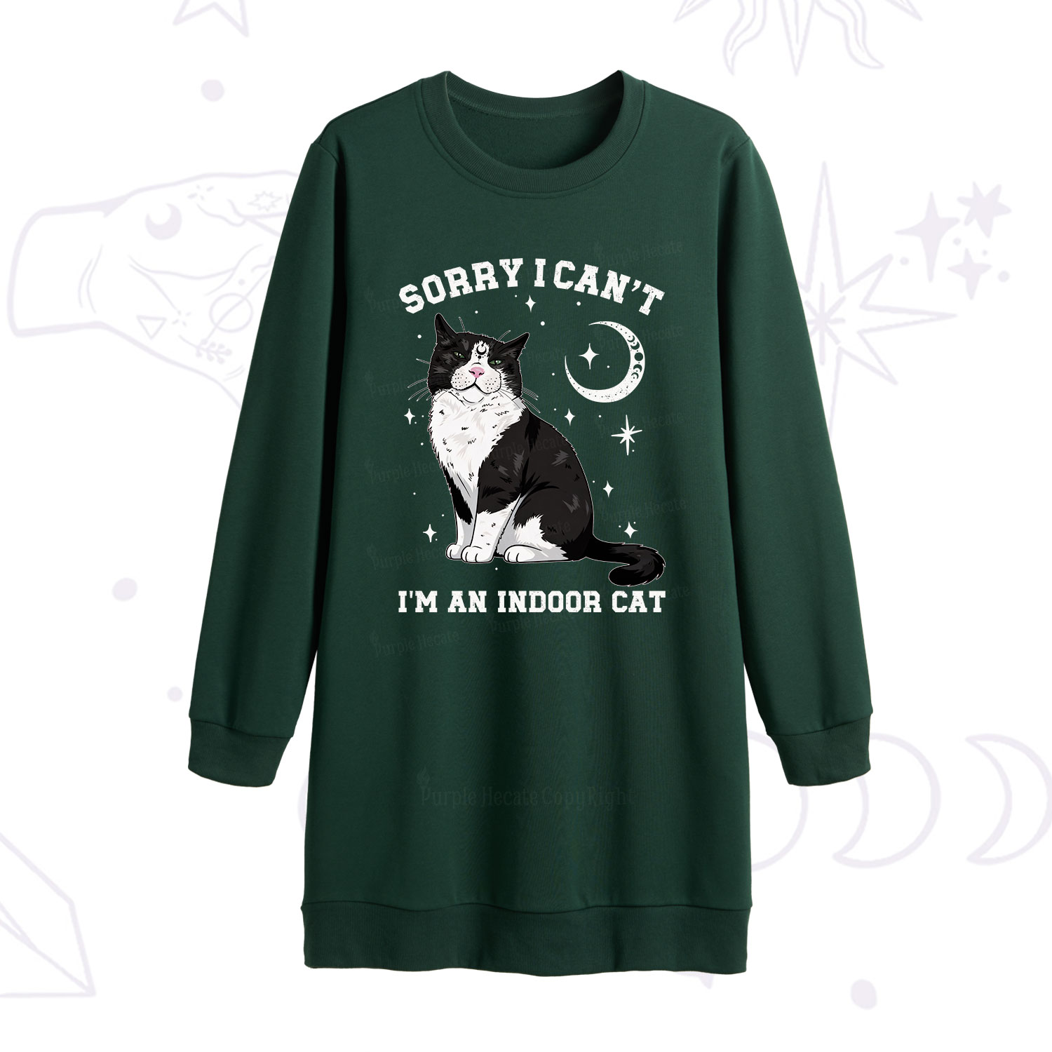 Purplehecate Sorry I Can't Go I'm an Indoor Cat Sweatshirt Dress