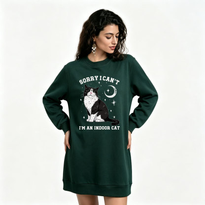 Purplehecate Sorry I Can't Go I'm an Indoor Cat Sweatshirt Dress