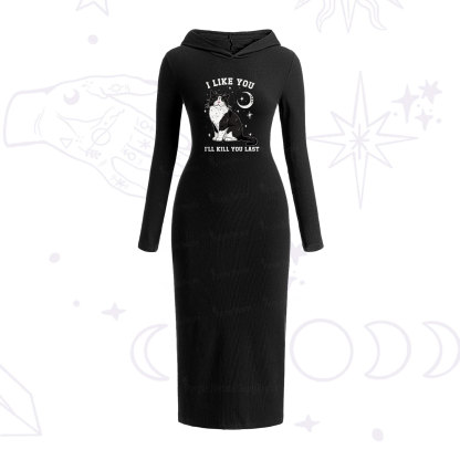 Purplehecate Sorry I Can't Go I'm an Indoor Cat Hooded Knit Dress