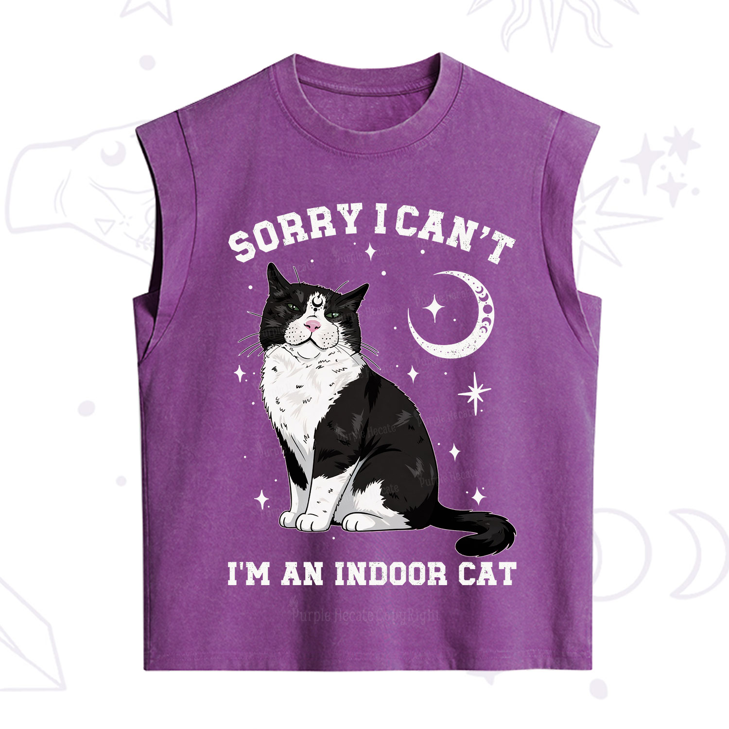 Purplehecate Sorry I Can't Go I'm an Indoor Cat Vintage Washed Tank