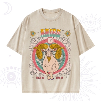 Purplehecate Aries Cosmic Zodiac Washed T-Shirt