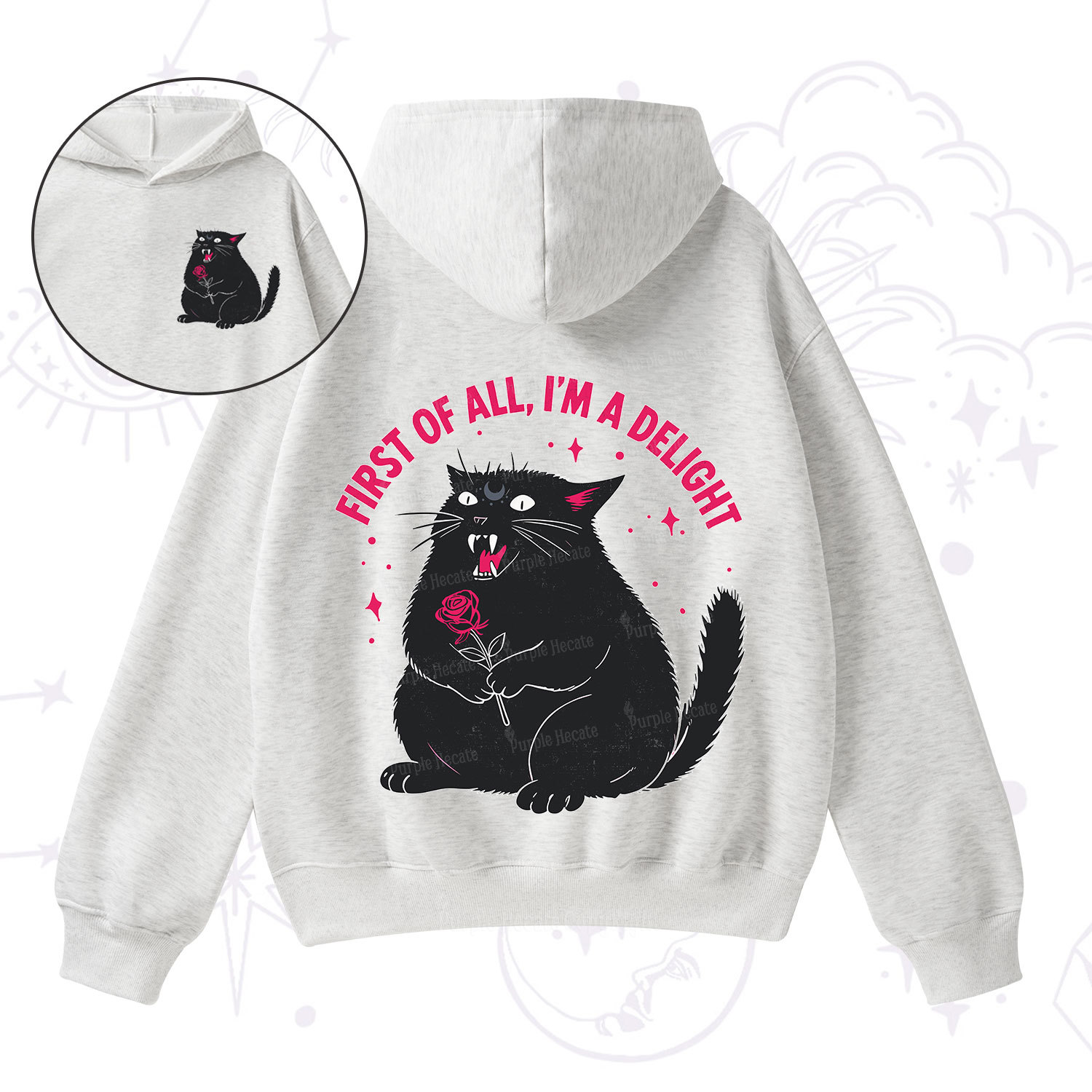 Purplehecate First Of All I'm A Delight Cat Fleece Hoodie Suit