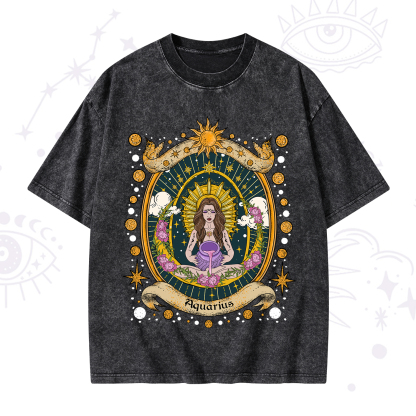 Purplehecate Aquarius Radiance Zodiac Washed T-Shirt
