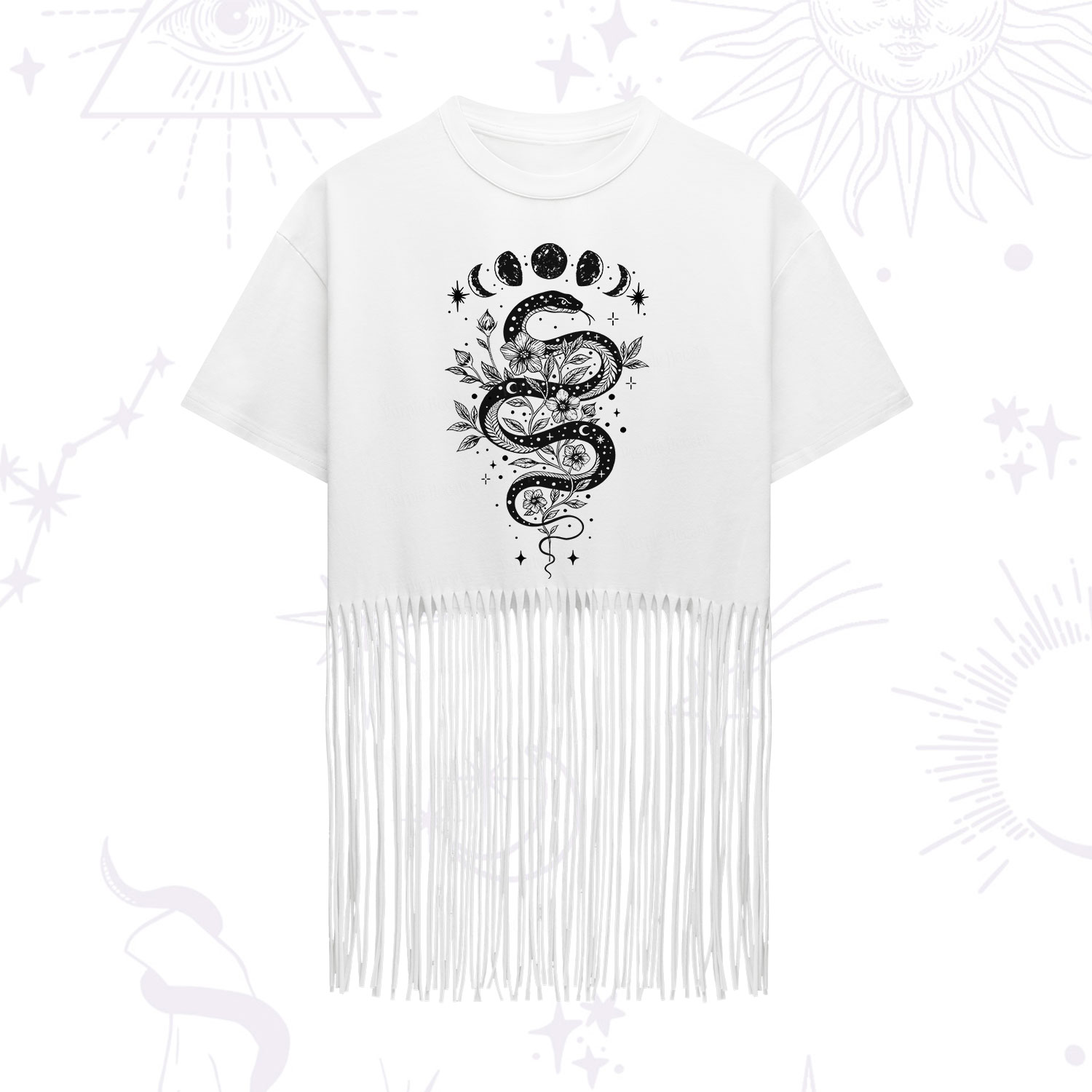 Purplehecate Serpent Spell Fringe Hem T-Shirt